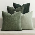 MIULEE Soft Decorative Chenille Pillow Covers Forest Green 16x16 Pack of 4 | by MIULEE