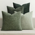 MIULEE Decorative Chenille Euro Pillow Covers Forest Green 22x22 Pack of 4 | by MIULEE