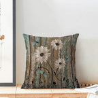CXMEIFLY Spring Floral Pillow Covers 18 x 18 Inch Set of 2 for Brown Wood Texture Daisy Flowers Decor Throw Pillows Dragonfly Plant Floral Outdoor Decorative Cushion Cases for Couch Bed Decorations