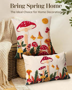 Embroidered Throw Pillow Cover 20x20 Inch, Mushroom Moon | Decorative Pillow - Image 5