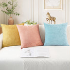 CaliTime Throw Pillow Covers Decorative 16 X 16 Inches Pack of 2 Cozy Chenille Cushion Cases for Couch Sofa Bed Living Room Home Light Blue Grey