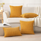 MIULEE Corduroy Decorative Throw Pillow Covers 18x18 Gold Yellow Pack of 2 | - Image 3