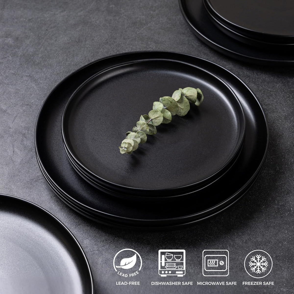 AmorArc Ceramic Dinnerware Sets, Wavy Rim Stoneware Plates and Bowls Sets, Highly Chip and Crack Resistant | Dishwasher & Microwave & Oven Safe Dishes set, Service for 8 (24pc)
