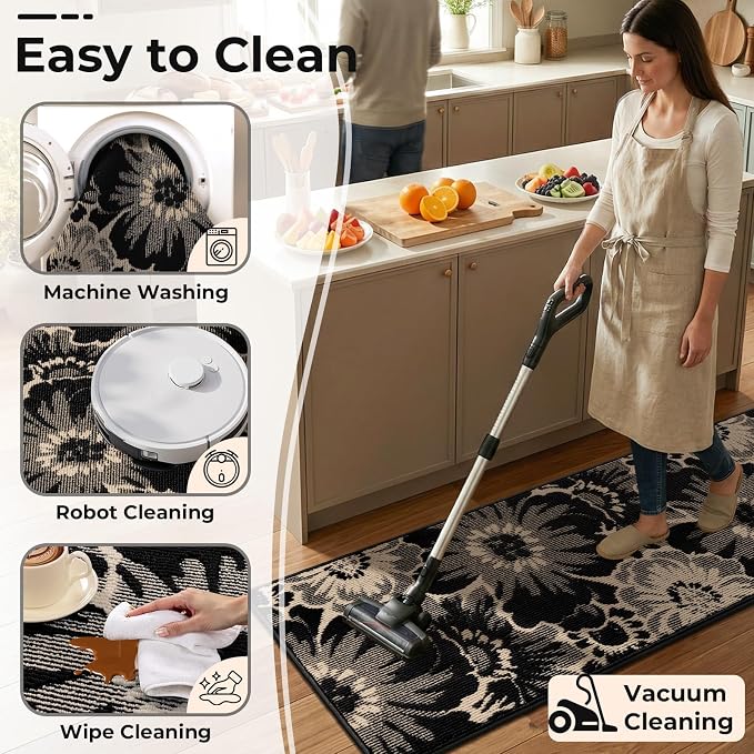 Findosom Washable Runner Rug 2x3, Non Slip High-Low Textured Floral Small - Image 6