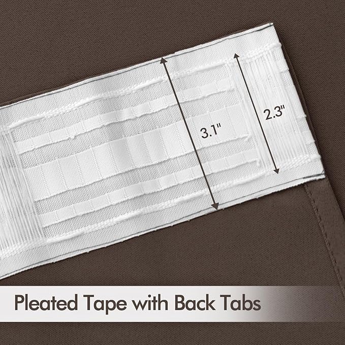 MIULEE Chocolate Brown Back Tab Blackout Curtains 52x96 Inch Long 2 Panels | - Image 4