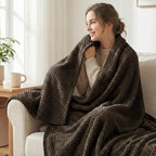 Exclusivo Mezcla Soft Waffle Fleece Bed Blanket Twin XL Size, Coffee | - Image 2