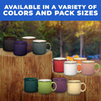 Set of 8 Ceramic Campfire Mugs – 15 Oz, Teal – Coffee & Tea Cups for Home, Work, Travel, Camping – Customizable, Great for DIY, Events, Companies