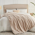 NEWCOSPLAY Faux Fur King Blanket Linen Bubble Blanket Thick Warm Soft for Couch Sofa Bed 550GSM (Linen, King(90"x110"))