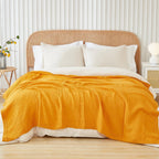 EMME Cotton Throw Blanket for Couch Soft Muslin Blankets 50"x60" Lightweight Breathable Blanket All Season Gauze Blanket, Mustard Yellow
