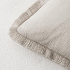 MIULEE Linen Fringe Decorative Throw Pillow Covers Natural Beige 18x18 | Set of - Image 3