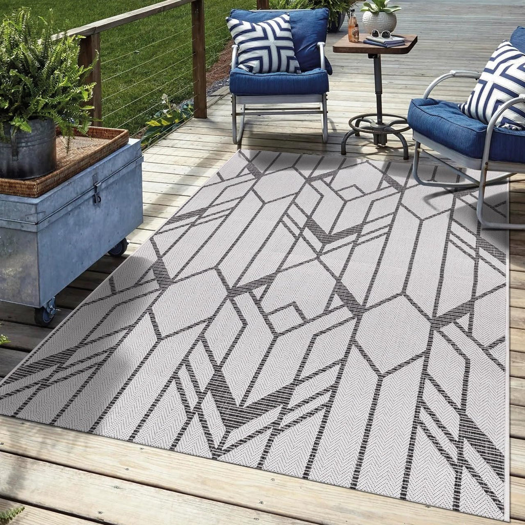 Keen Home Design Terrace Outdoor Area Rug - 5x8 Washable Indoor/Outdoor Rug for Patio, Kitchen, Balcony, Beach, Garden, Deck and Porch, Size: 5'3"x7'7"