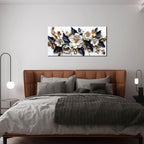 HUBOSKN Flower Pictures Wall Decor for Living Room - Blue White and Gold Wall Art for Bedroom - Modern Wall Decor for Bedroom Women Size 20" x 40"