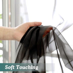 Chyhomenyc Black Sheer Curtain 72 Inches Length 2 Panels, Voile Rod Pockets - Image 7