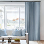 Light Blue Pleated Linen Blackout Curtains 90 Inches Long 2 Panels W40xL90 | - Image 8