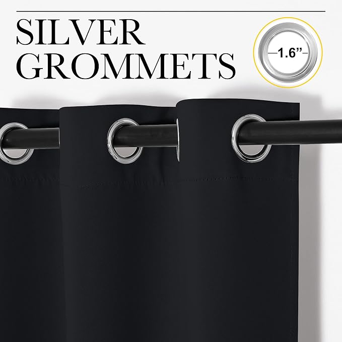 NICETOWN Halloween Pitch Black Solid Thermal Insulated Grommet Blackout - Image 4