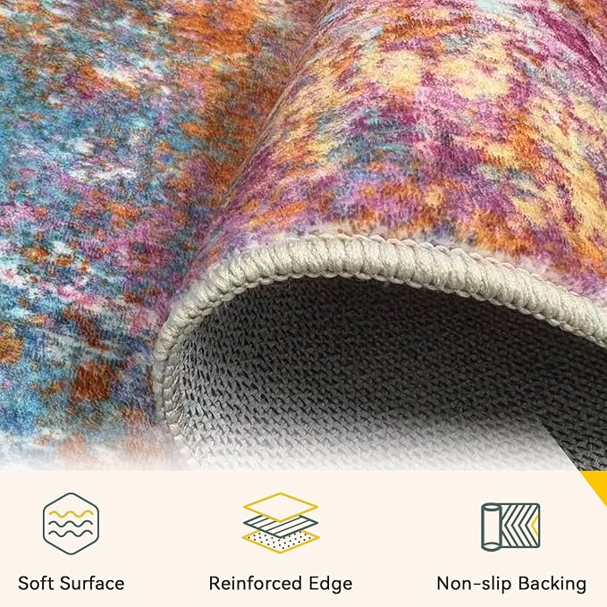 RELEANY Washable 4'x6' Abstract Area Rug - Image 6