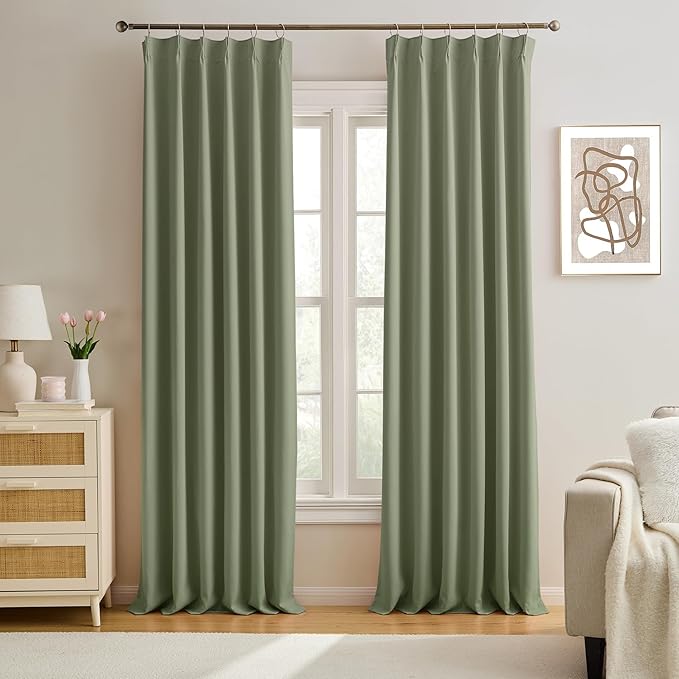 Pinch Pleated Curtains 120 Inches Long 10 FT Length, Luxury Blackout Bedroom by KEQIAOSUOCAI