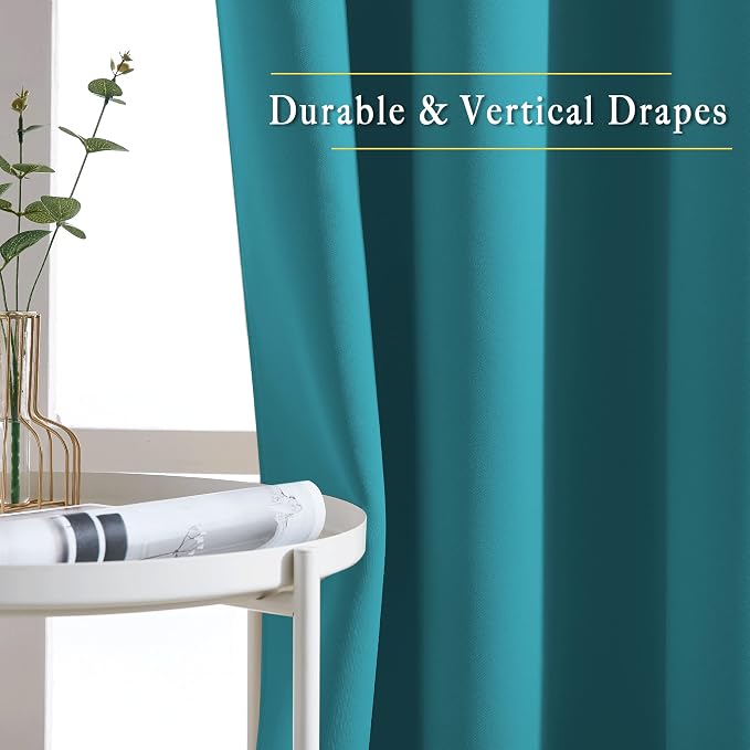 NICETOWN Peacock Teal Blackout Curtains 63 inches Long - Image 5