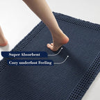 RESARE Waffle Bathroom Runner Rugs, Non Slip Boho Bath Mat 24"x72" Navy | Long - Image 3