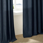 Pinch Pleated Extra Long Navy Linen Curtains 120 Inches Long | Farmhouse Modern - Image 8