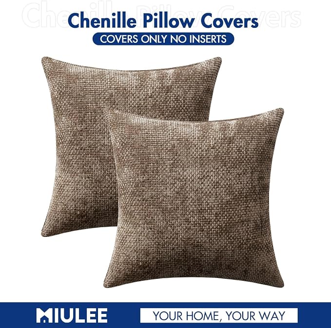 MIULEE Decorative Couch Throw Pillow Covers 18x18 Inch Brown 2 Pack | Modern - Image 7