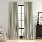 100% Blackout Linen Curtains for Bedroom 84 inches Long, Thermal Insulated Room by Guken