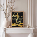 Poster Master Vintage Medieval Poster - Retro Gothic Print - Gift for Artist, Friend - Allegory of Life and Death, Skeleton, Dark, Skull - Wall Decor for Home, Living Room, 11x14 Beige Framed