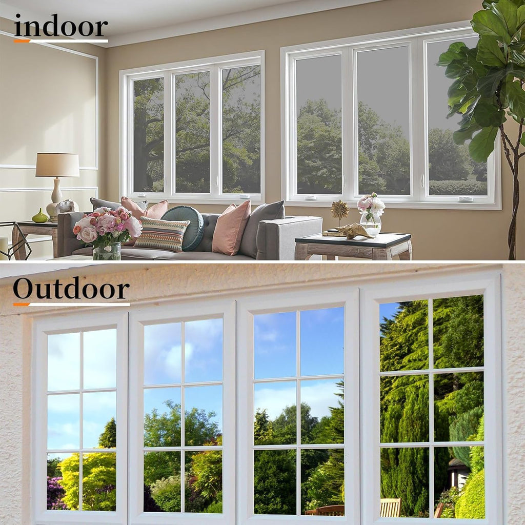 Niviy One Way Privacy Window Film See Out Not in 41 x 157.4 Inch Reflective Window Film Heat Blocking Anti UV Glass Door Mirror Window Tint for Home Office, Silver