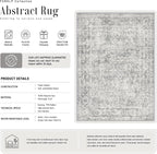 2.6x14 Washable Runner Rug:Modern Abstract Soft Carpet Black Grey | - Image 3