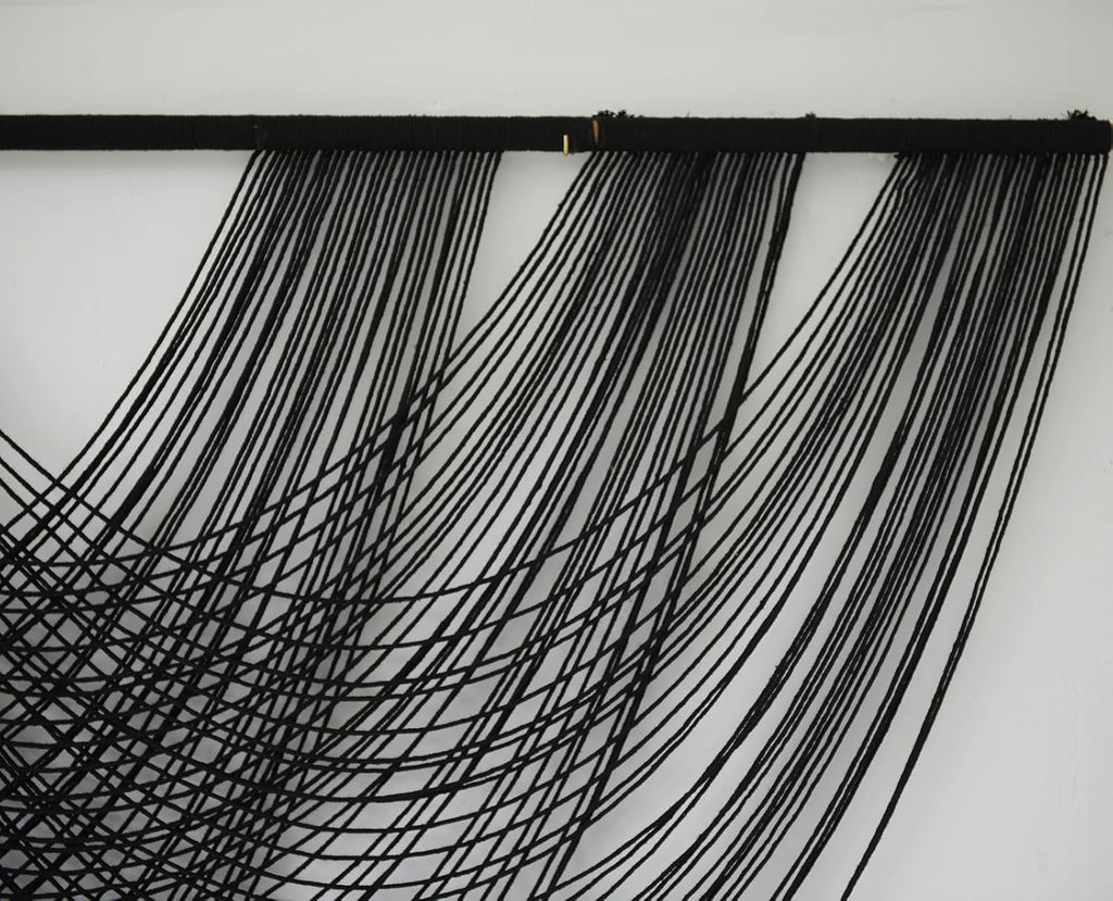 Flber Macrame Wall Hanging Black 59.00" W x 31.00" L Boho Wall Decor Large Boho Yarn Tapestry Living Room Bedroom Home Wall Décor