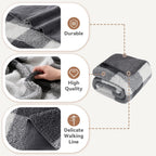 LURKA Checkered Sherpa Fleece Queen-Size Bed Blanket - Extra Thick and Warm Winter Soft Fuzzy Plush Blanket for Couches, Beds & Pets, Smoke Grey, 90x90 Inches