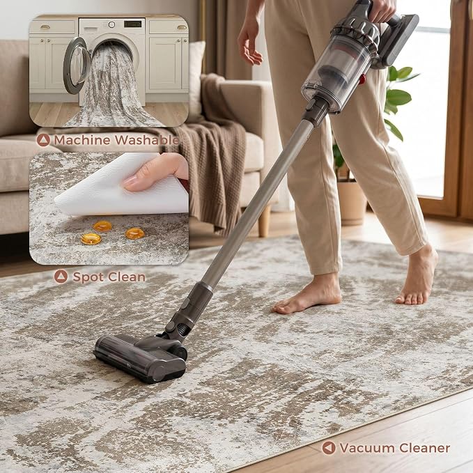 DMOYEST 10x14 Washable Area Rug: Abstract Modern Non-Slip Carpet, Soft Low Pile - Image 6