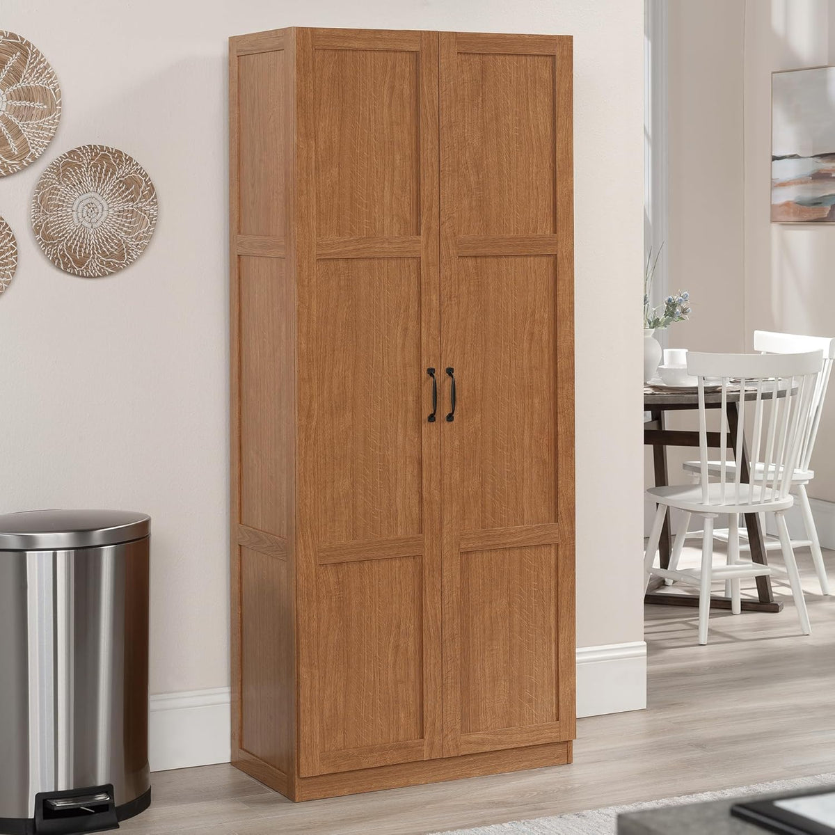 Sauder Select Storage Cabinet, Pantry Cabinet Kitchen Storage with Adjustable Shelves, Bathroom Storage Cabinet, in Highland Oak