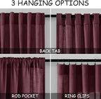 Burgundy Linen Curtains 84 Inch Length 2 Panels Set - Image 2