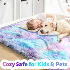 Amdrebio Purple Rainbow Mermaid Fluffy Kids Area Rug 4x6 - Image 2