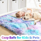 Amdrebio Purple Rainbow Mermaid Large Kids Area Rug 6x9 - Image 2