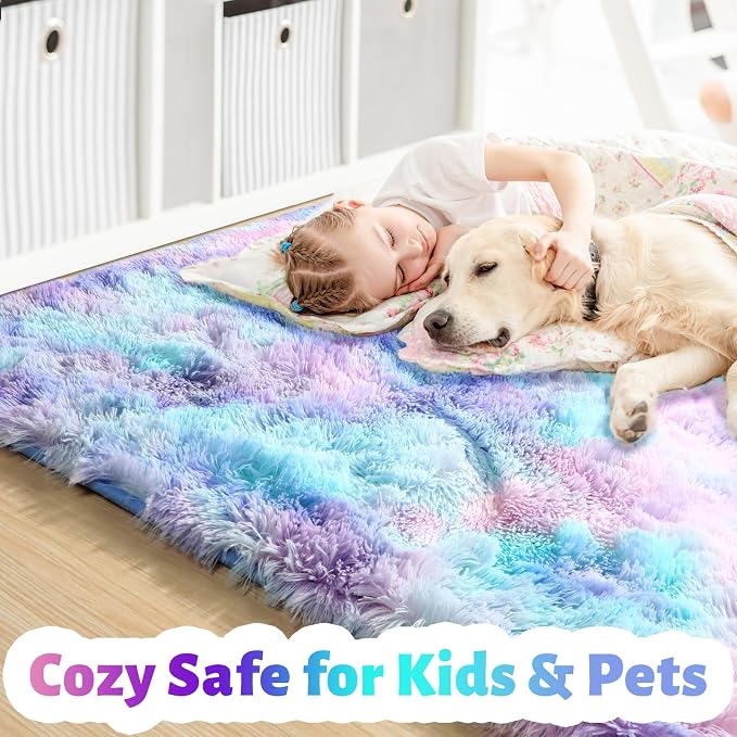 Amdrebio Purple Rainbow Mermaid Small Mini Cute Rug 2x3 - Image 7