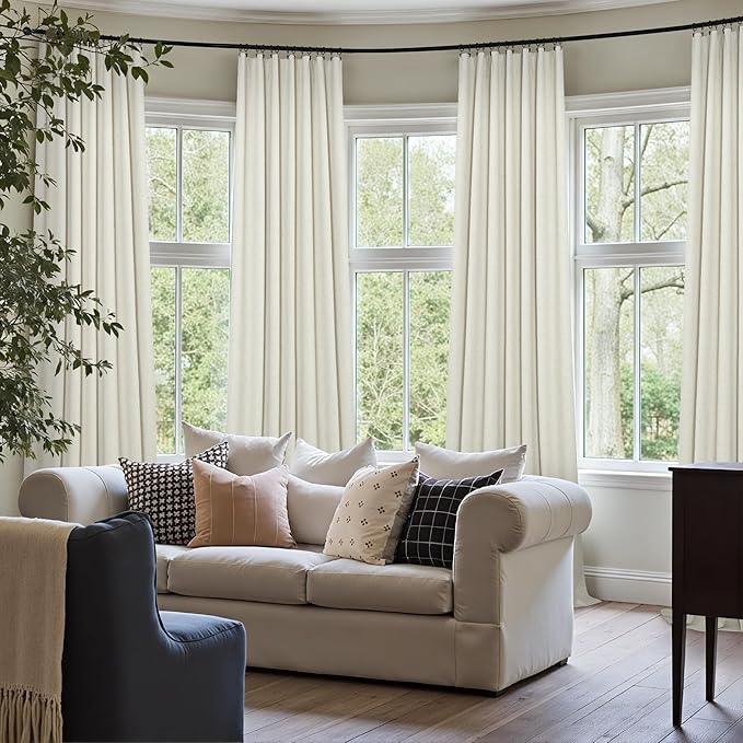 Cream Linen Black Out Curtains 70 Inches Extra Wide - Image 6