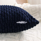 Set of 4 Navy Blue Decorative Throw Pillow Covers 20x20 Inch Corduroy Pillow - Image 3