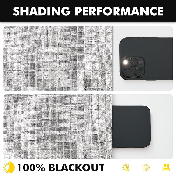 MIULEE 100% Blackout Linen Curtains 42 x 63 Inch Greyish White 2 Panels | - Image 7