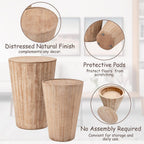 Farmhouse Nesting Barrel Side Table, Rustic Space Saving Storage End Table Set Fully Assembled, Natural Distressed Finish