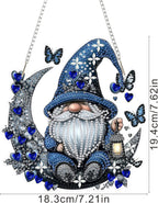 SENQAO Gnome Diamond Art Hanging Kit for Adult, Special Shaped Rhinestone, Double Sided DIY Acrylic Diamond Art Painting Window Pendants Home Garden Wall Hanging Kits Hanging Ornament(Full Moon Love)