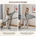 Yaheetech Foldable Ironing Board, Heavy Duty Iron Board with 9 Adjustable Heights, 4 Layer Cover and Safety Iron Rest, 52X14 Compact and Space Save Iron Board for Home Laundry Room Use, Gray