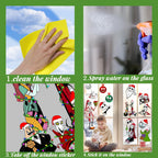 Christmas Window Clings,Merry Christmas Supplies 9pcs Window Stickers Removable Christmas Decor for Glass Windows Winter Xmas Holiday