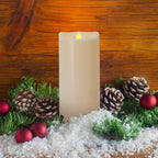 Large Outdoor Waterproof Flameless Candles with Remote and Timers, Battery Operated LED Flickering Pillar Candles, Long-Lasting, Ivory Plastic, D 4" x H 6", 1 Pack