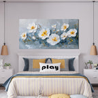 KUPTEU Canvas Wall Art Decor Wall Art Pictures for Living Room White Flowers Wall Art Prints Hallway Decorations Canvas Art Wall Decor Artwork for Walls Bedroom Home Aesthetic Decor 20" X 40"