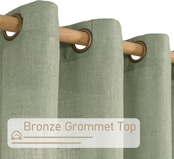 Sage Green 48 Inch Linen Curtains - Image 2