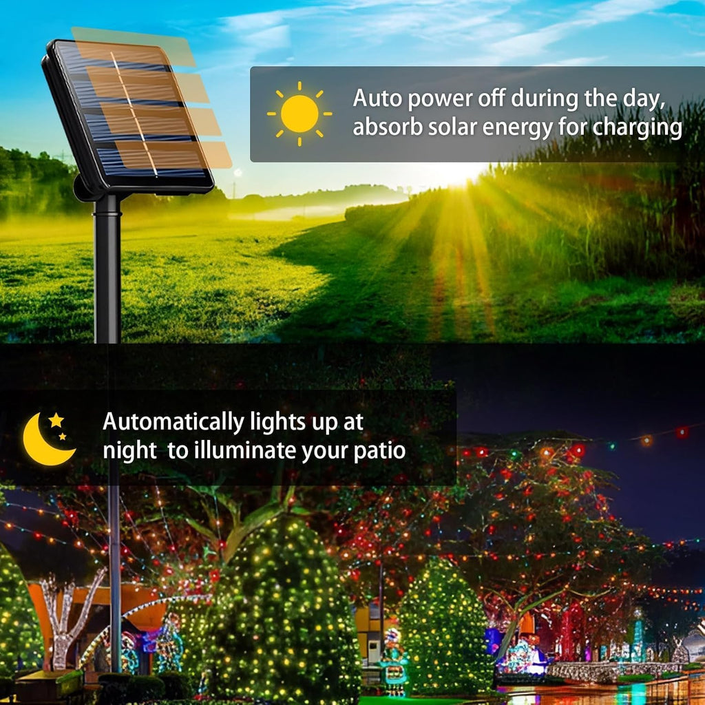 4-Pack Solar String Lights, 400 LED Extra-Long 156Ft Solar Christmas Lights Outdoor Waterproof, 8 Modes Multicolor Led Christmas Lights for Garden, Patio, Wedding, Christmas Decorations