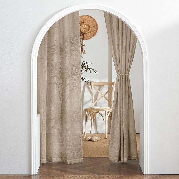 RYB HOME Farmhouse Boho Linen Sheer Curtains 90 inches Long - Image 7
