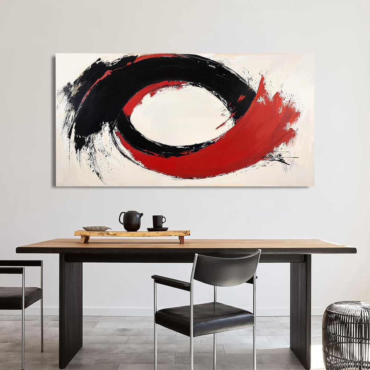 Abstract Wall Art Decor Minimalist Black Wall Art Prints Abstract Canvas Art Wall Decor Large Modern Wall Art Red Wall Art Pictures for Living Room Artwork for Walls Bedroom Office Decor 24" X 48"